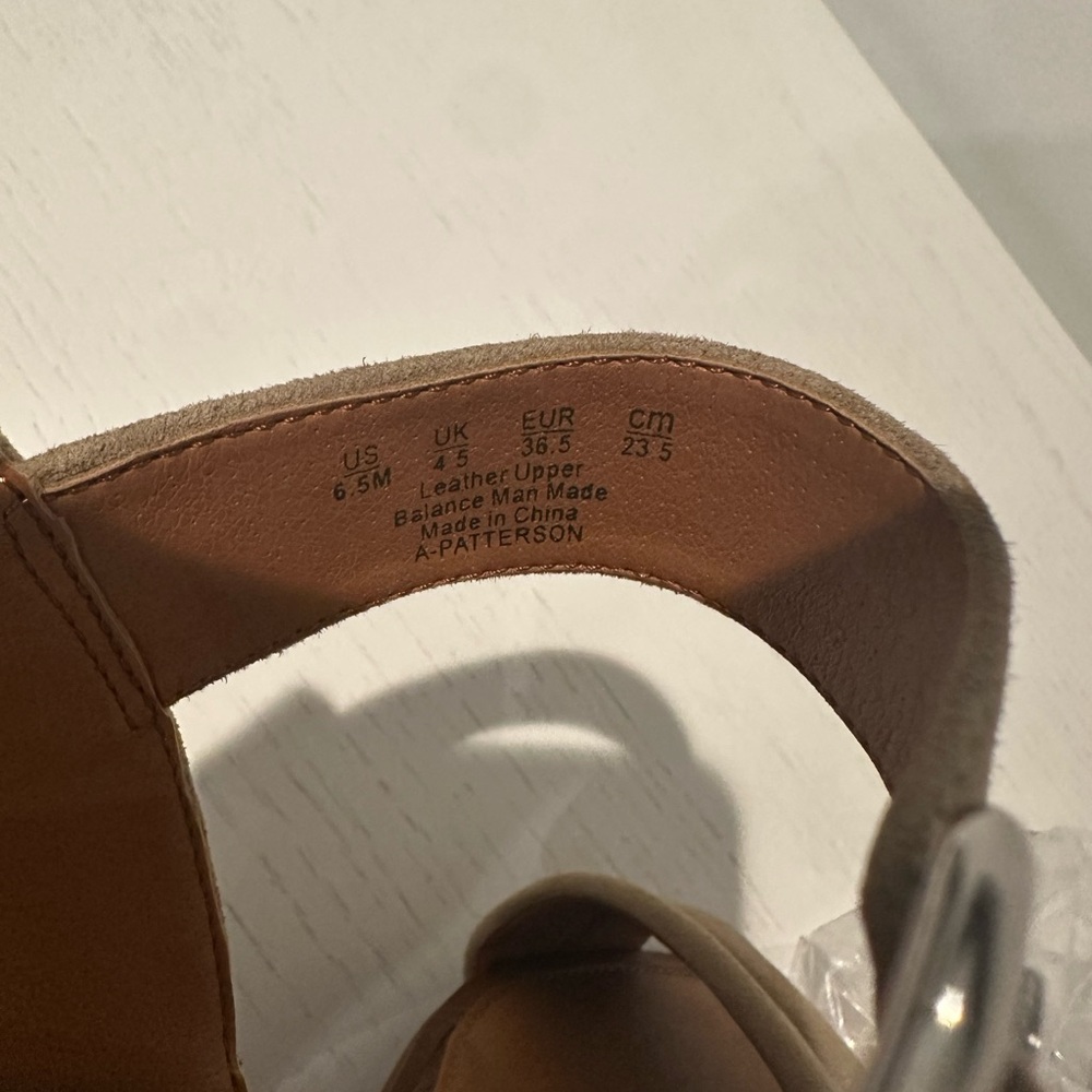 Tan Open-Toe Sandals with Ankle Straps - Picture 6 of 7